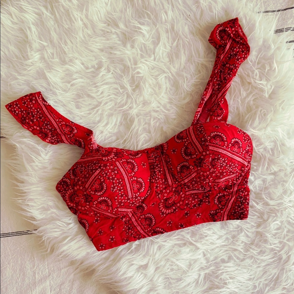Red Paisley Crop Top